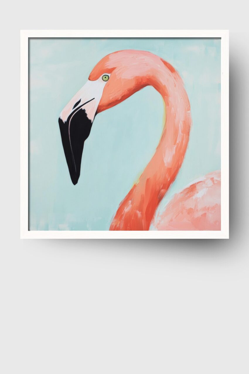 Malerei Poster Flamingo rosa schwarz klarer Blick