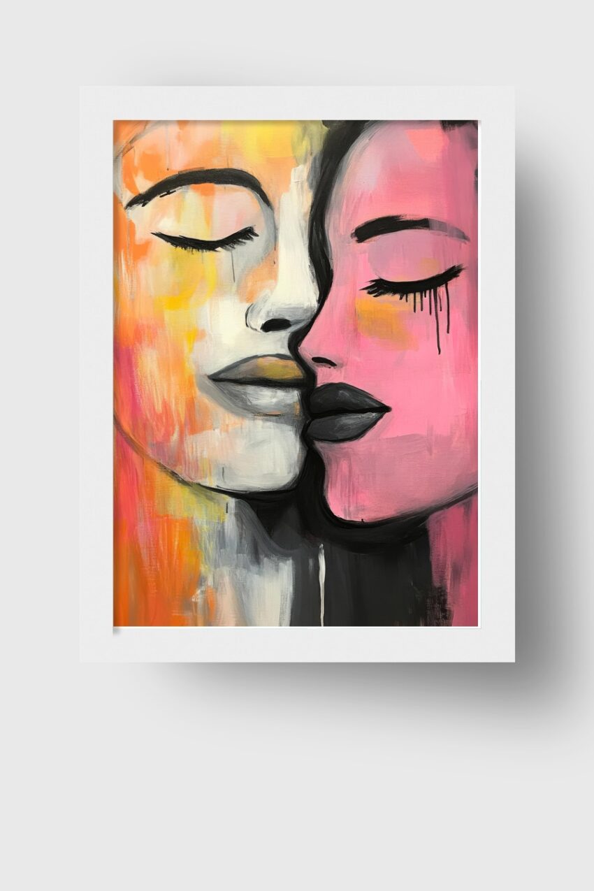 Malerei Poster Gesichter Nah farbig minimalistisch