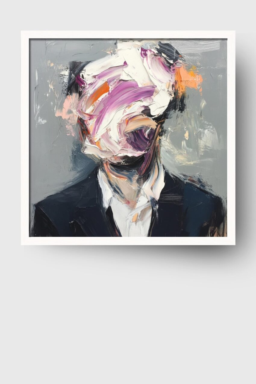 Malerei Poster Gesicht abstrakt rosa orange grau
