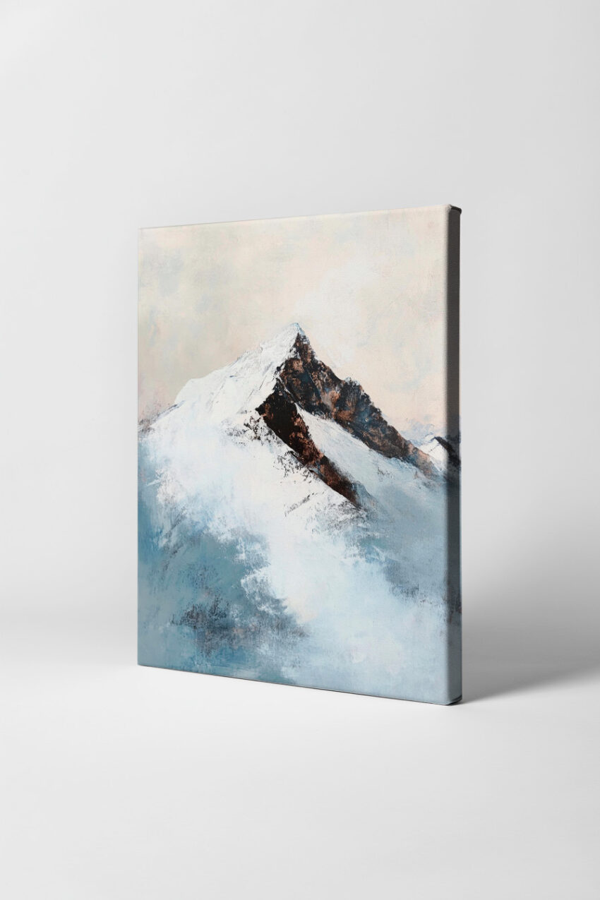 Malerei Poster Berg schneebedeckt minimalistisch weiß grau