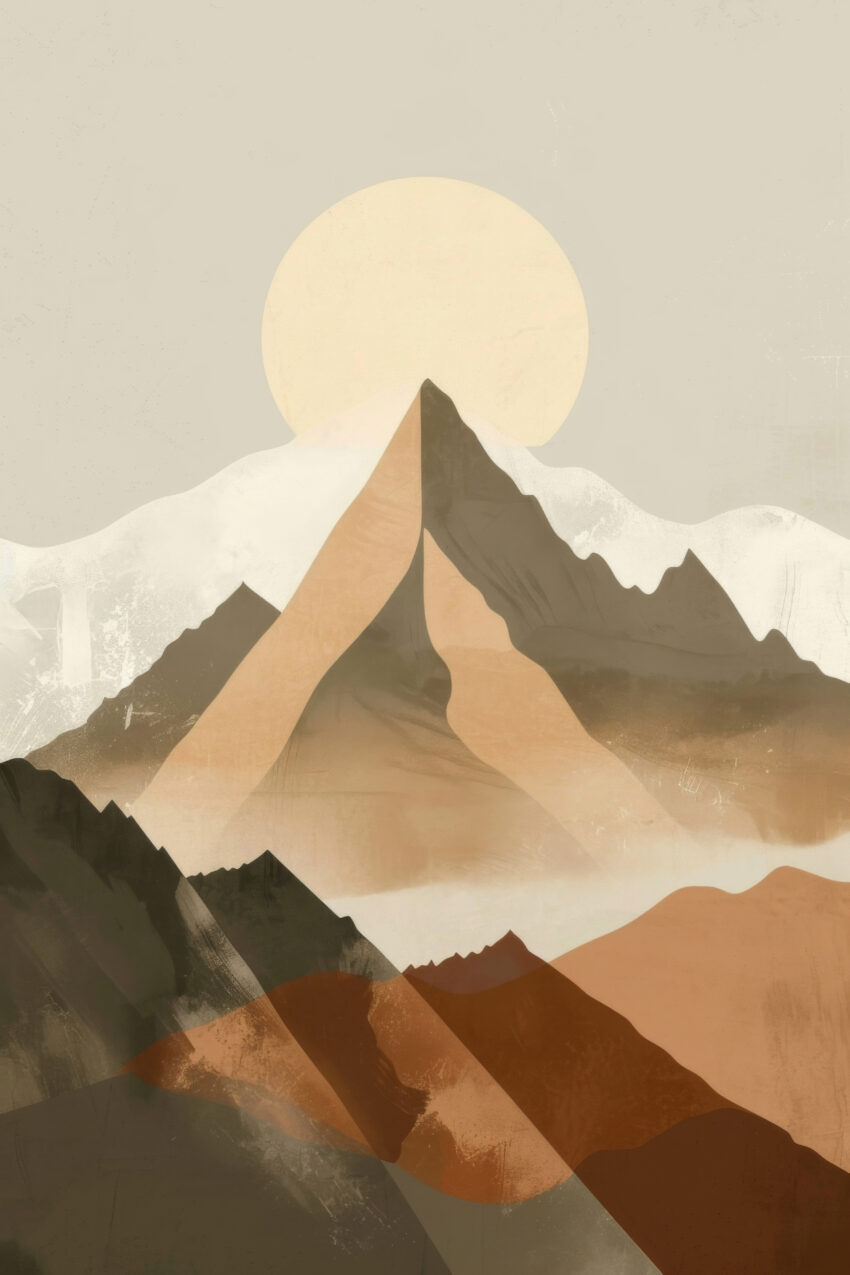 Digitale Kunst Poster Berg minimalistisch warm beige