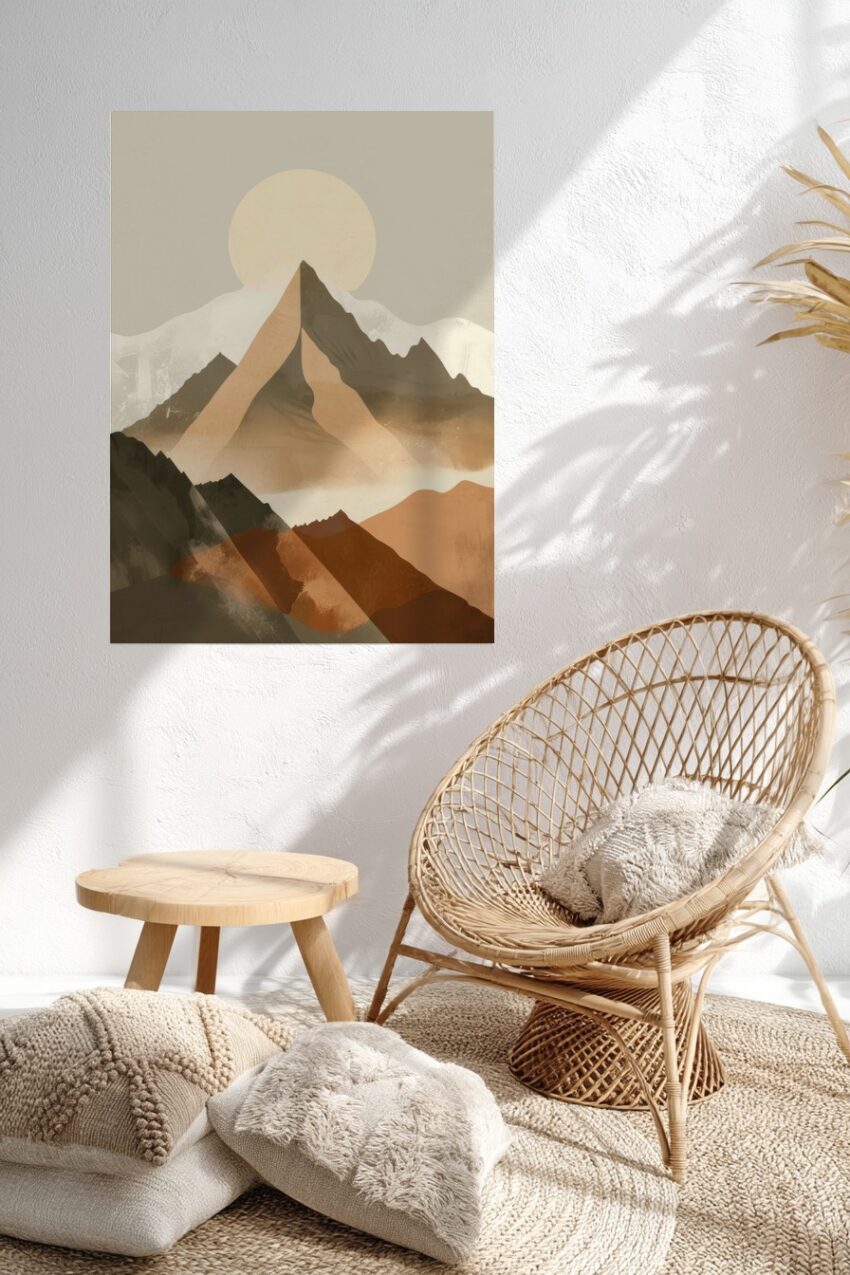 Digitale Kunst Poster Berg minimalistisch warm beige