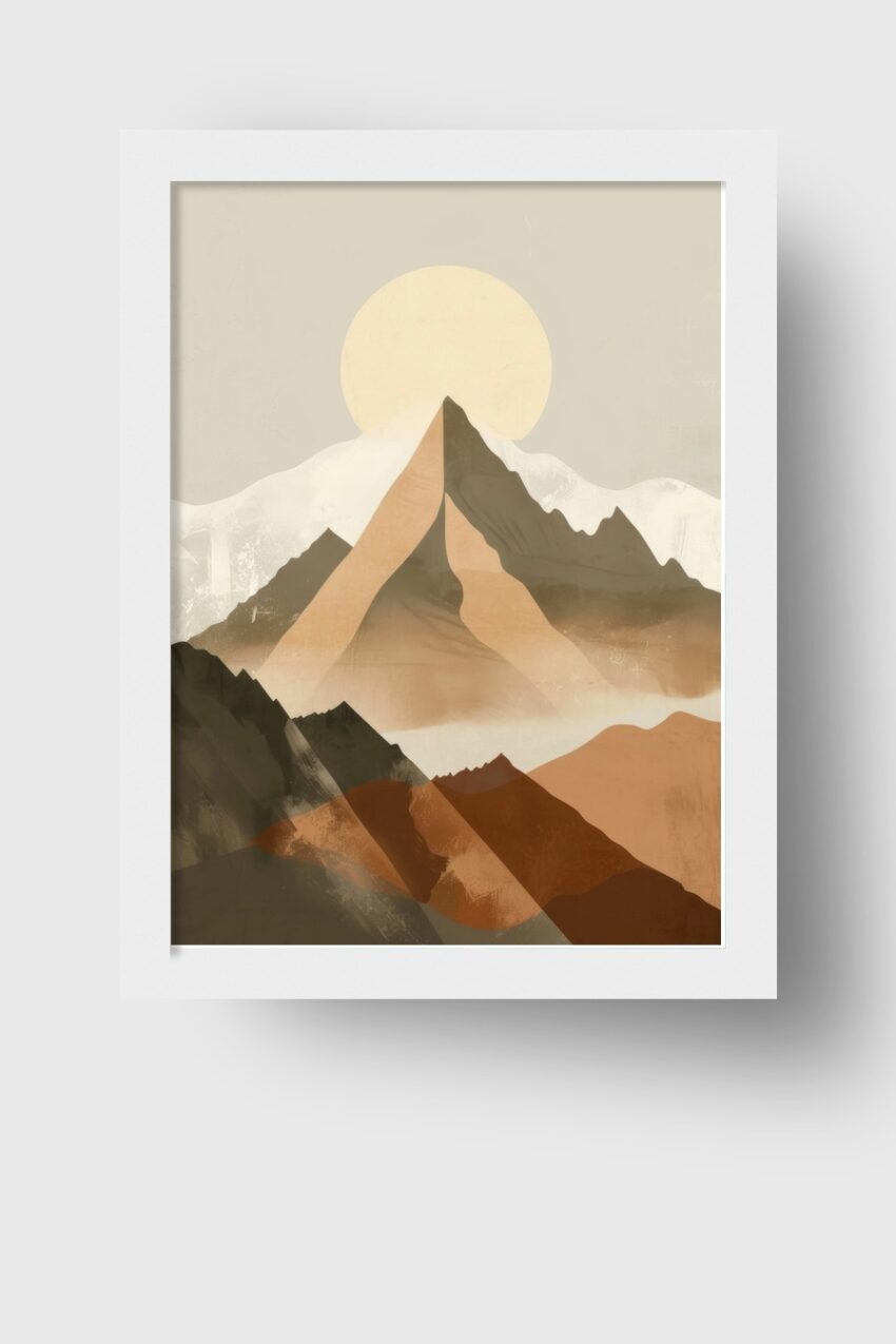 Digitale Kunst Poster Berg minimalistisch warm beige