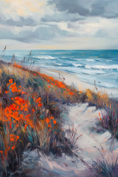 Strandweg Blumen Poster