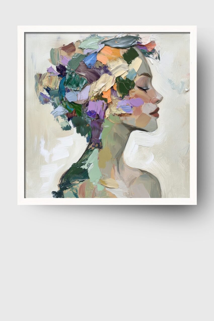 Malerei Poster Frau Farbkleckse kantig bunt