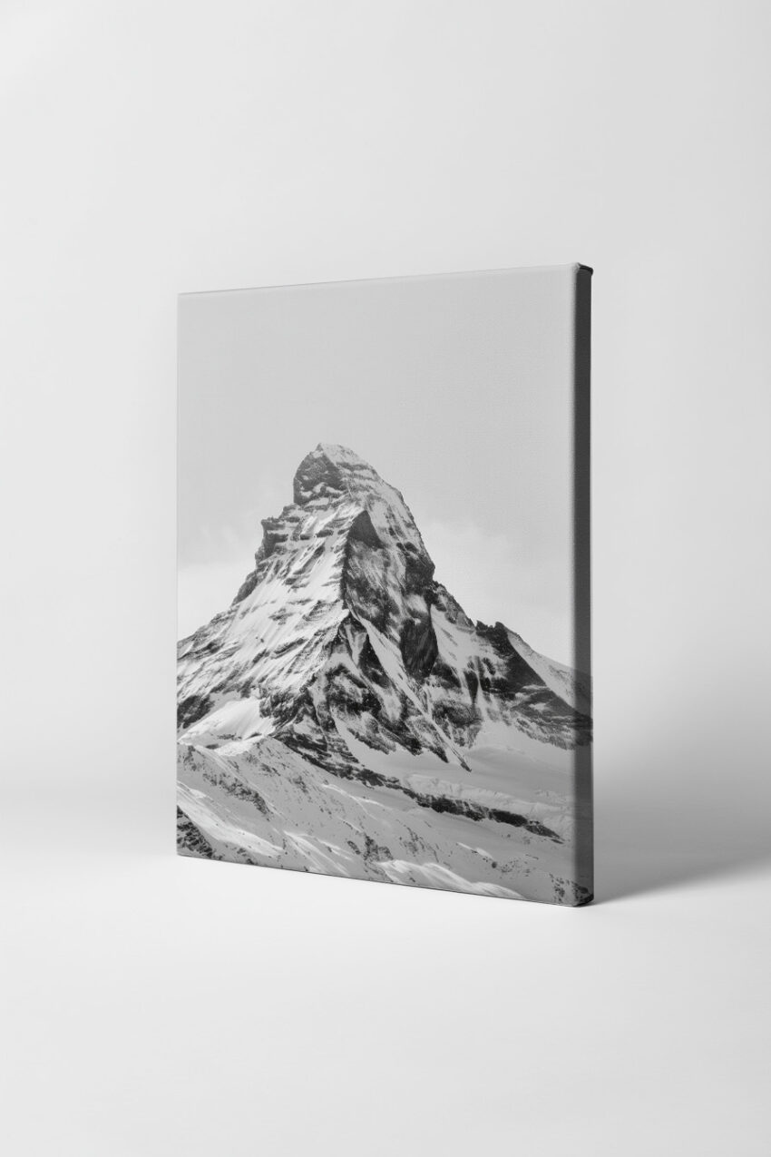 Fotografie Poster Matterhorn schneebedeckt schwarz-weiß