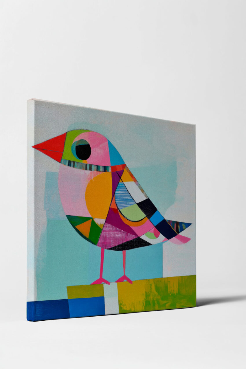 Illustration Poster Vogel bunt geometrisch farbig