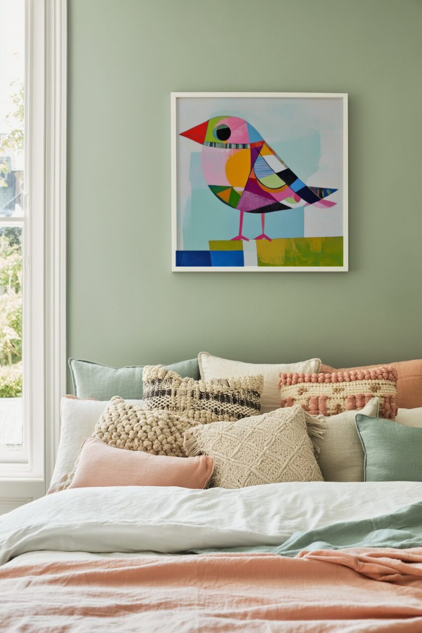 Illustration Poster Vogel bunt geometrisch farbig