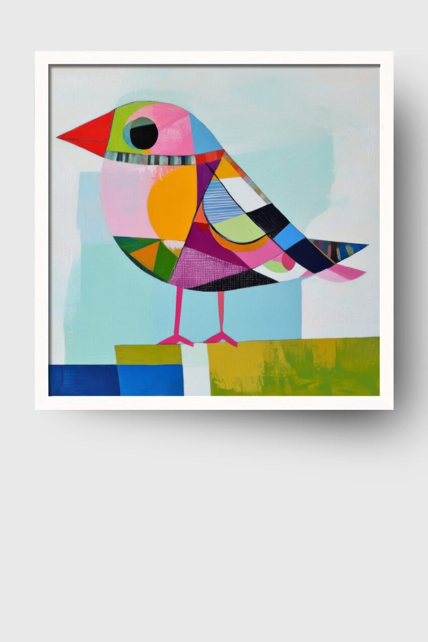 Illustration Poster Vogel bunt geometrisch farbig