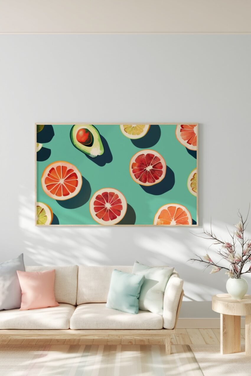 Grafik Poster Avocado mit Kern klar grün