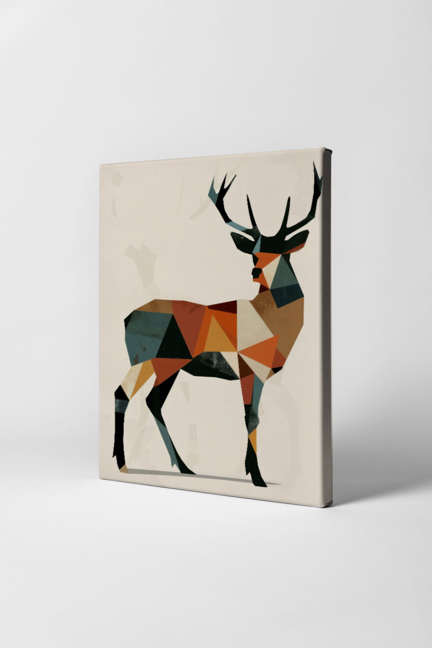 Grafikdesign Poster Hirsch geometrisch Erdtöne klar