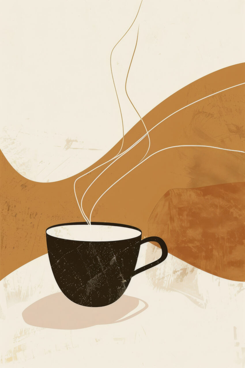 Illustration Poster Kaffeetasse schwarz minimalistisch braun