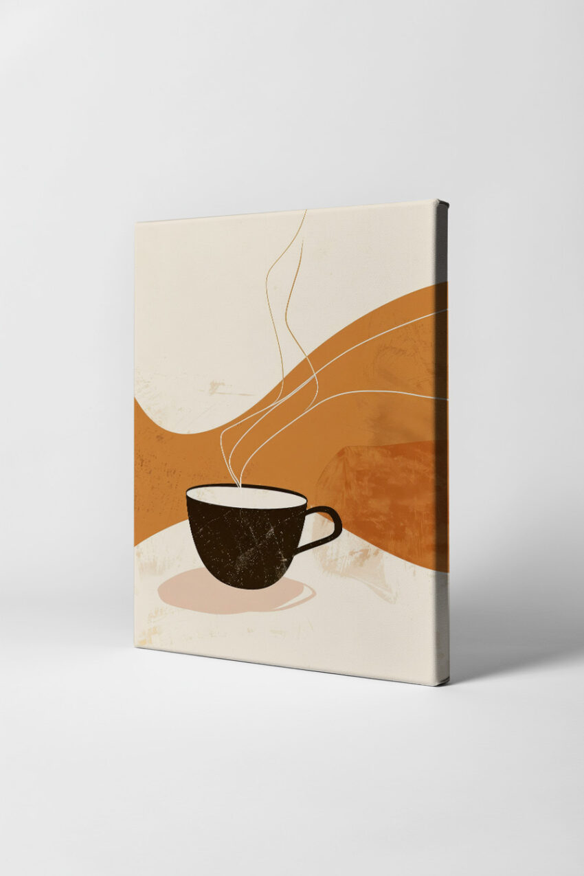 Illustration Poster Kaffeetasse schwarz minimalistisch braun