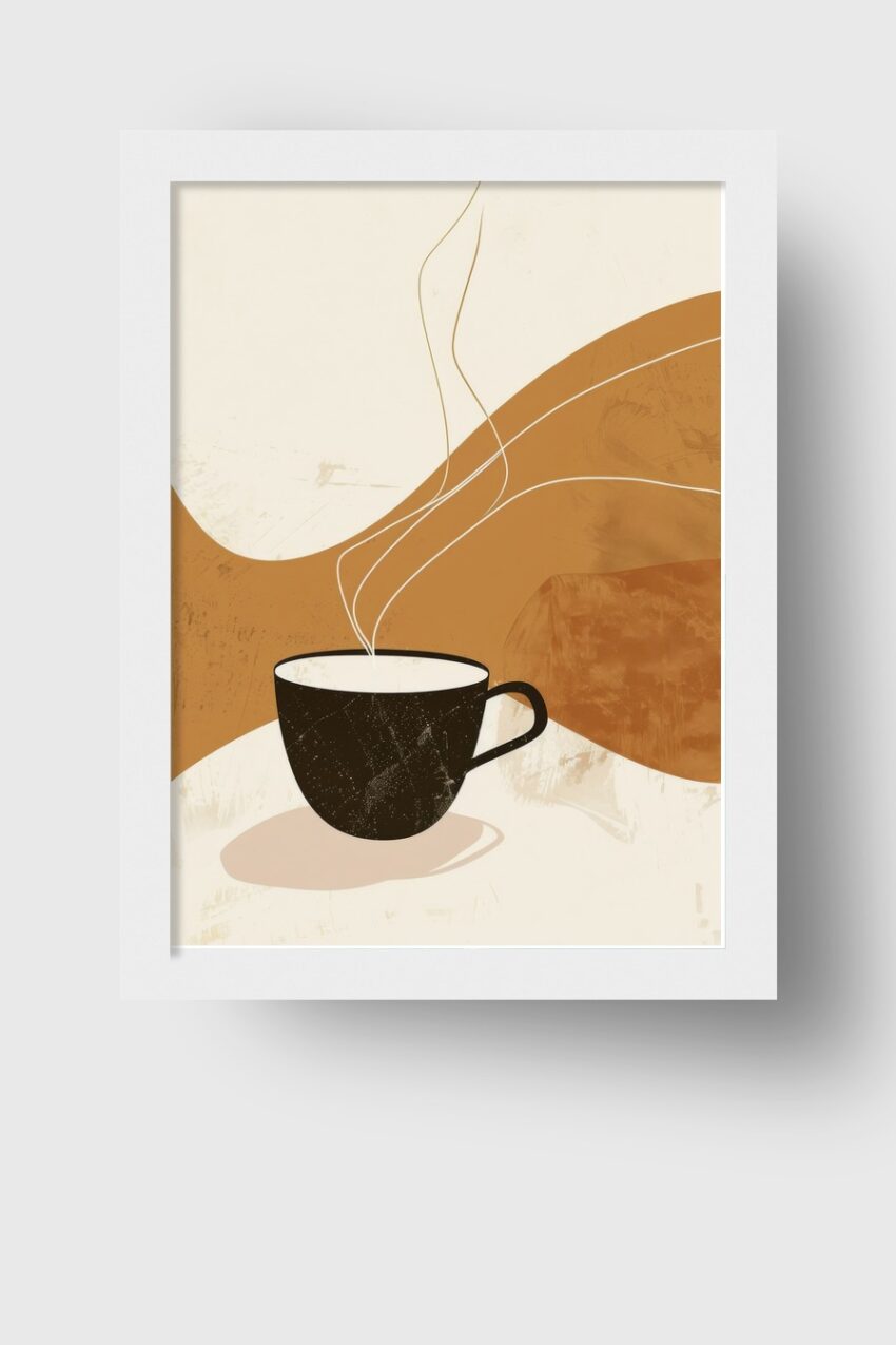Illustration Poster Kaffeetasse schwarz minimalistisch braun