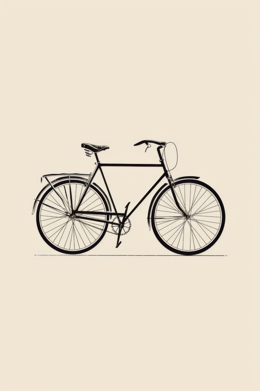 Illustration Poster Fahrrad klassisch schwarz-weiß minimalistisch