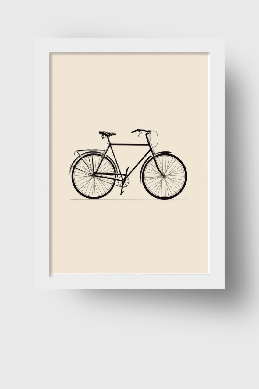 Illustration Poster Fahrrad klassisch schwarz-weiß minimalistisch