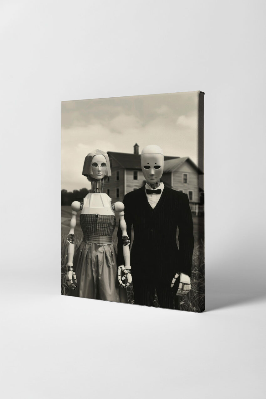 Fotografie Poster Roboterpaar formell schwarz-weiß