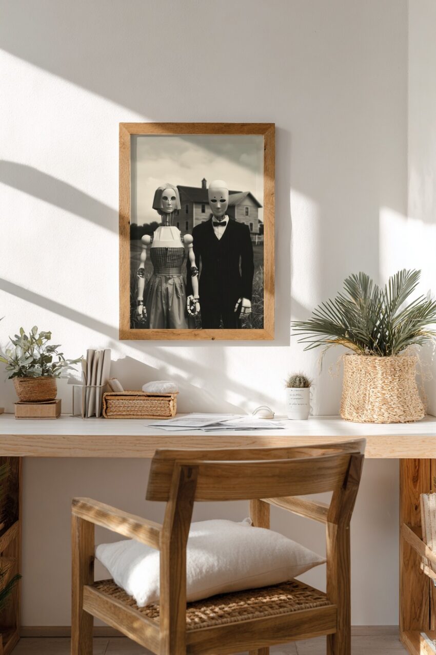 Fotografie Poster Roboterpaar formell schwarz-weiß