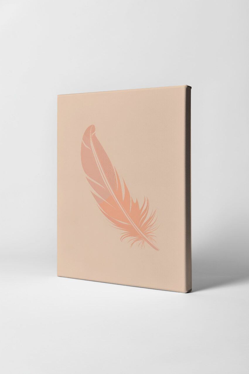 Minimalistisch Poster Feder beige zart