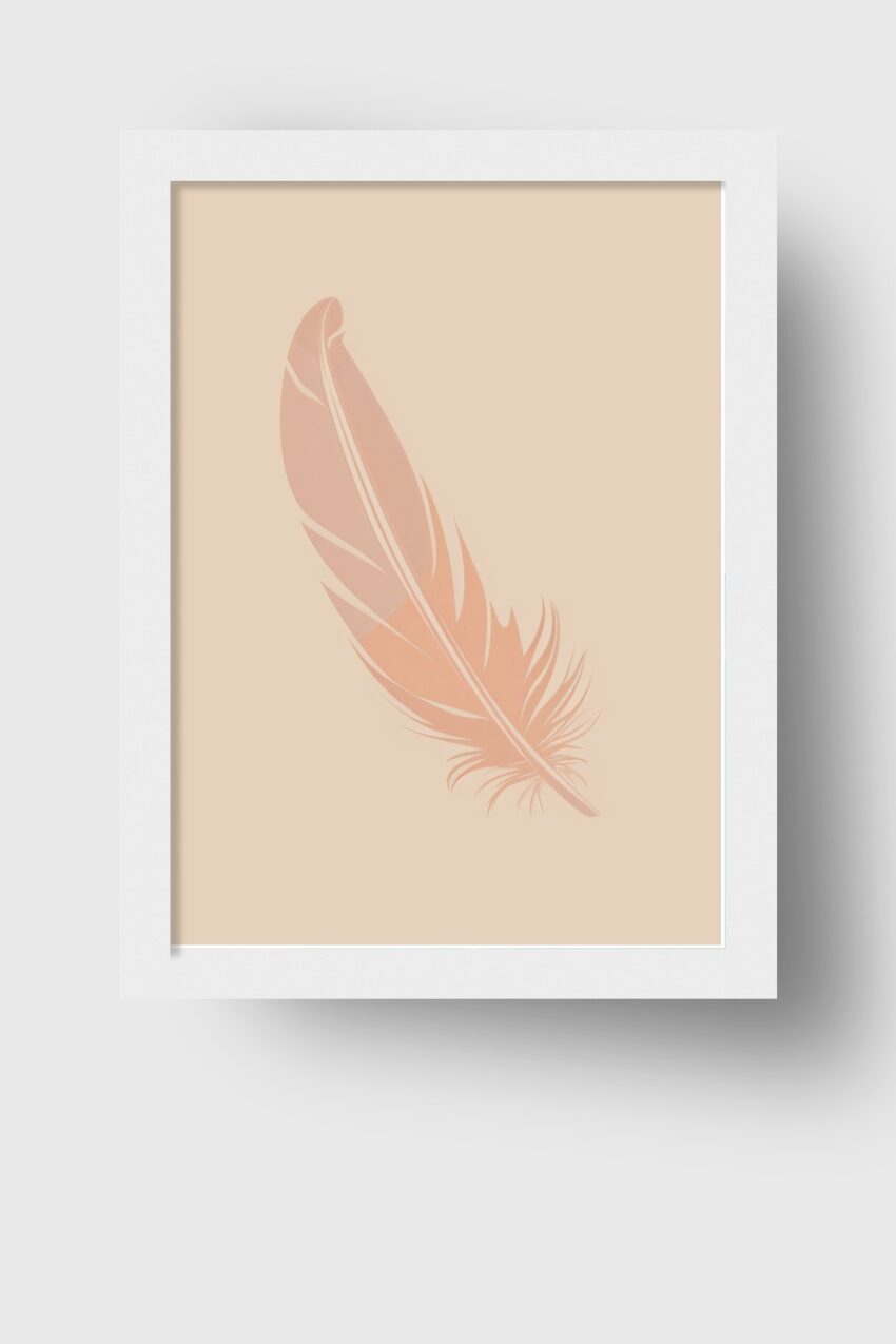 Minimalistisch Poster Feder beige zart