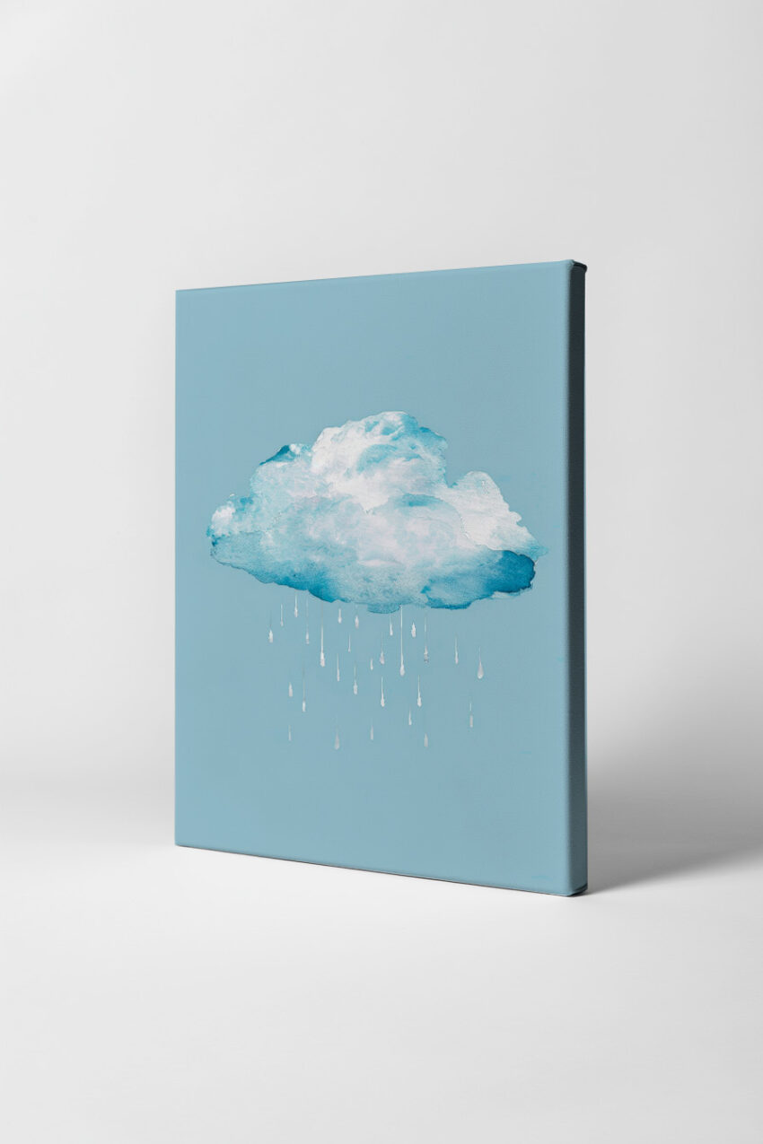 Aquarell Poster Wolke blau minimalistisch Tropfen