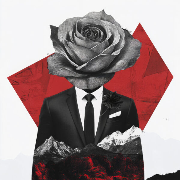 Mann Rose Kopf Gerahmt