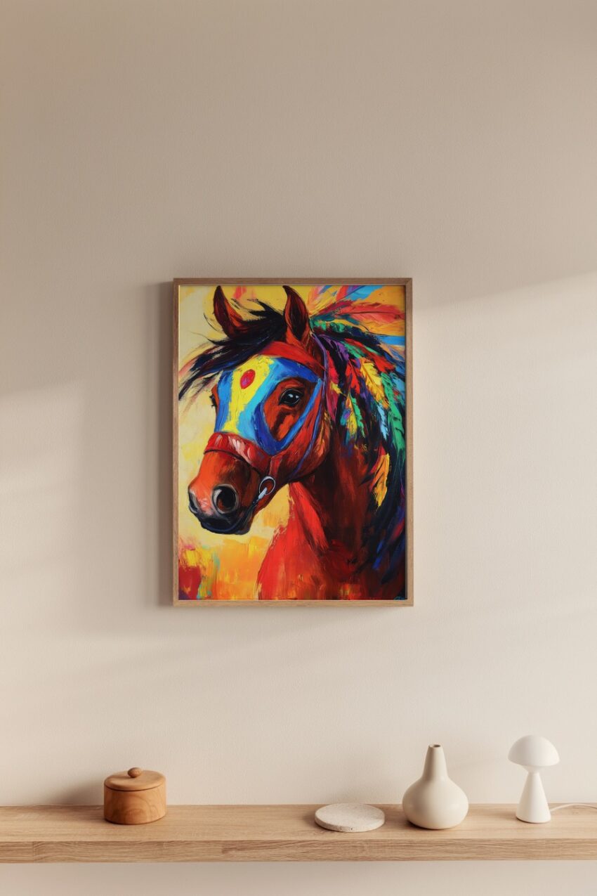 Malerei Poster Pferd bunt lebendig farbenfroh