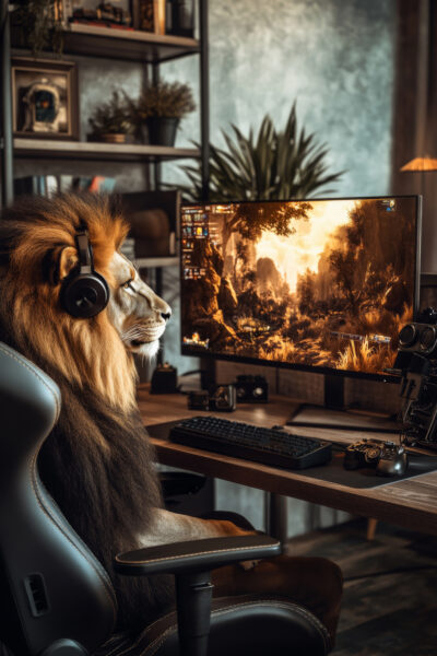 Löwe Kopfhörer Poster