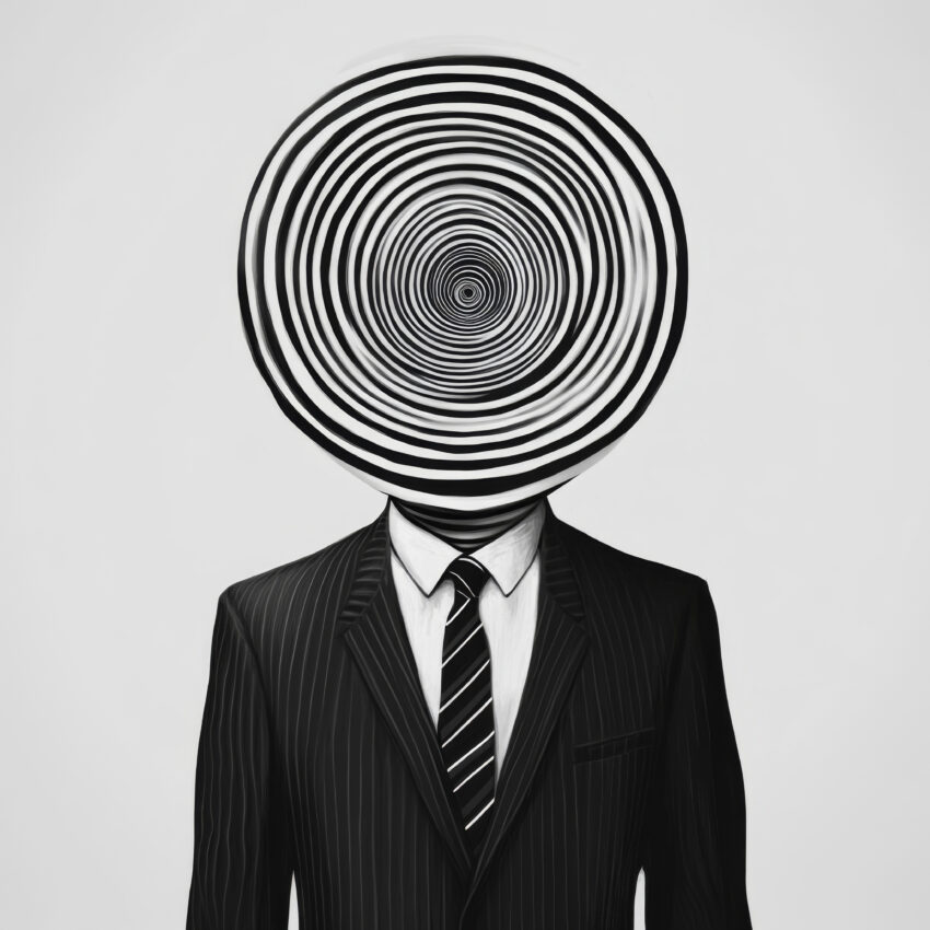 Grafik Poster Mann Spirale schwarz-weiß minimalistisch