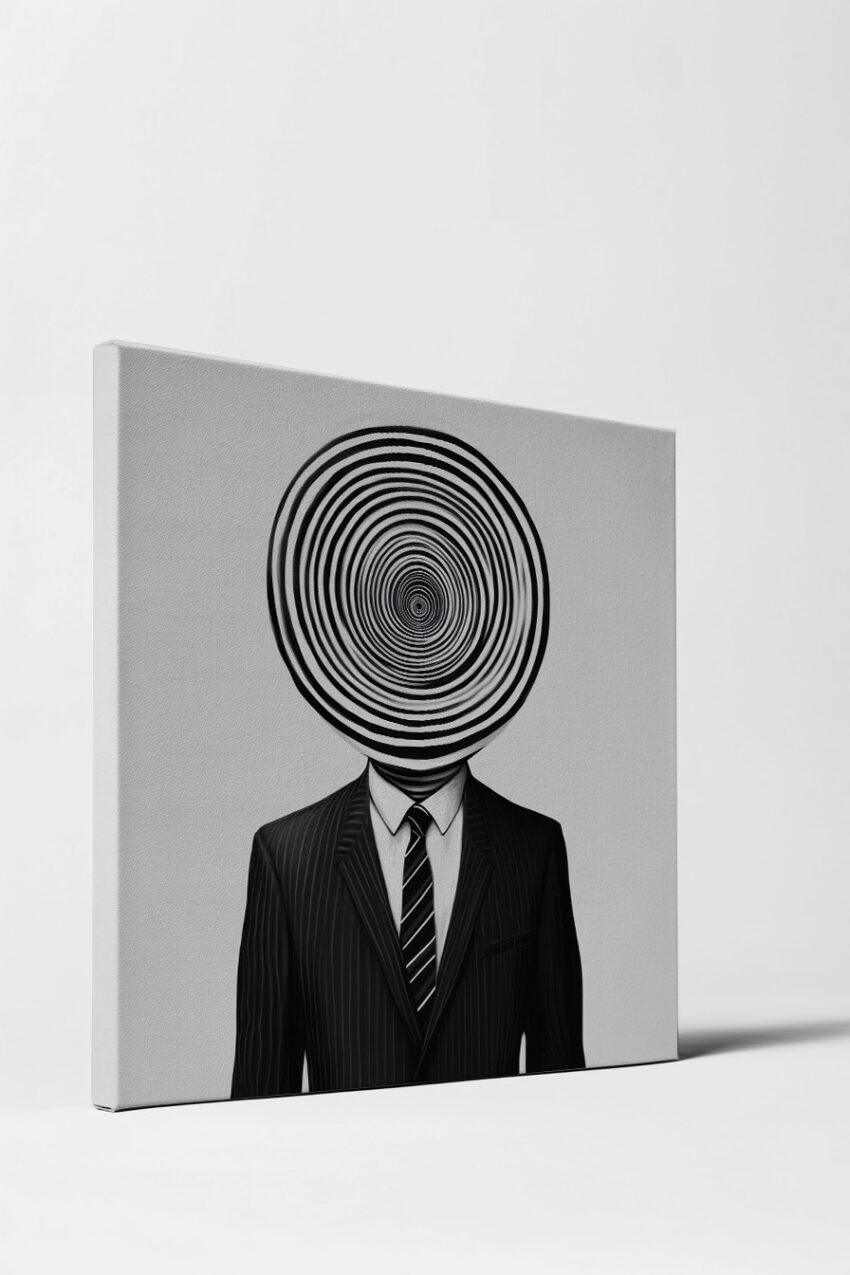 Grafik Poster Mann Spirale schwarz-weiß minimalistisch