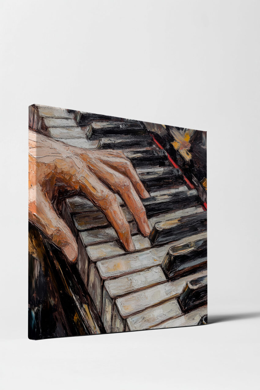 Malerei Poster Klavier Hand Detail schwarz weiß