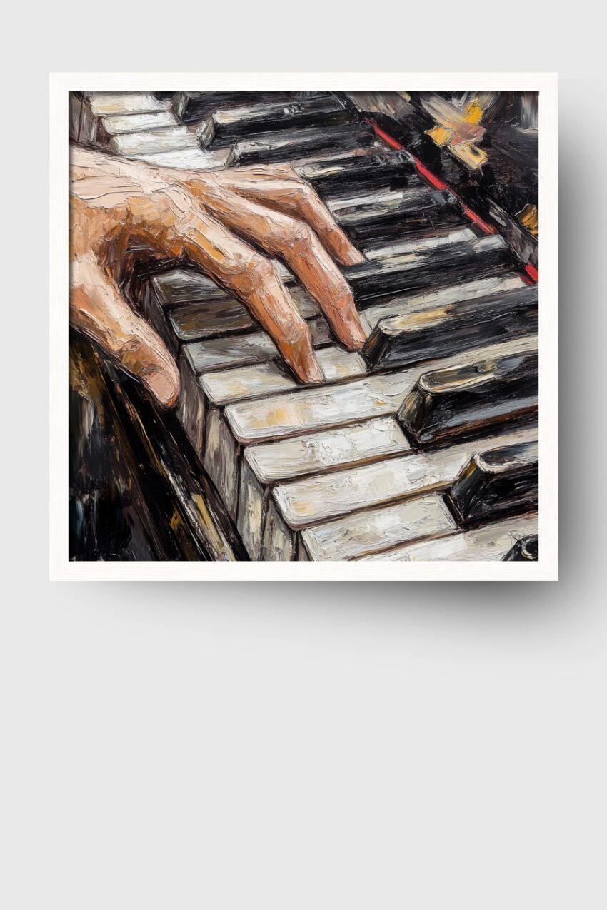 Malerei Poster Klavier Hand Detail schwarz weiß