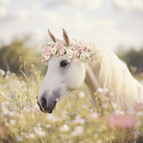 Pferd Blumenkranz Gerahmt