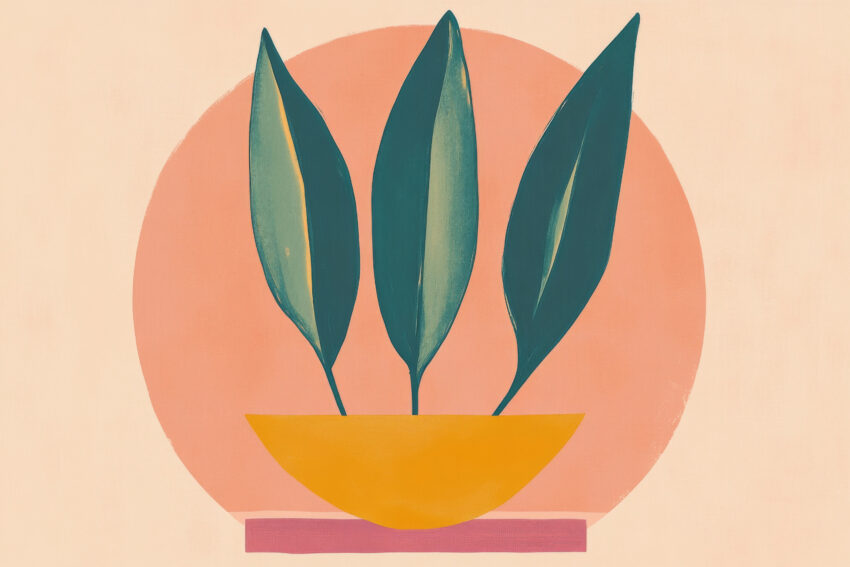 Grafik Poster Blatt grün orange Kreis minimalistisch