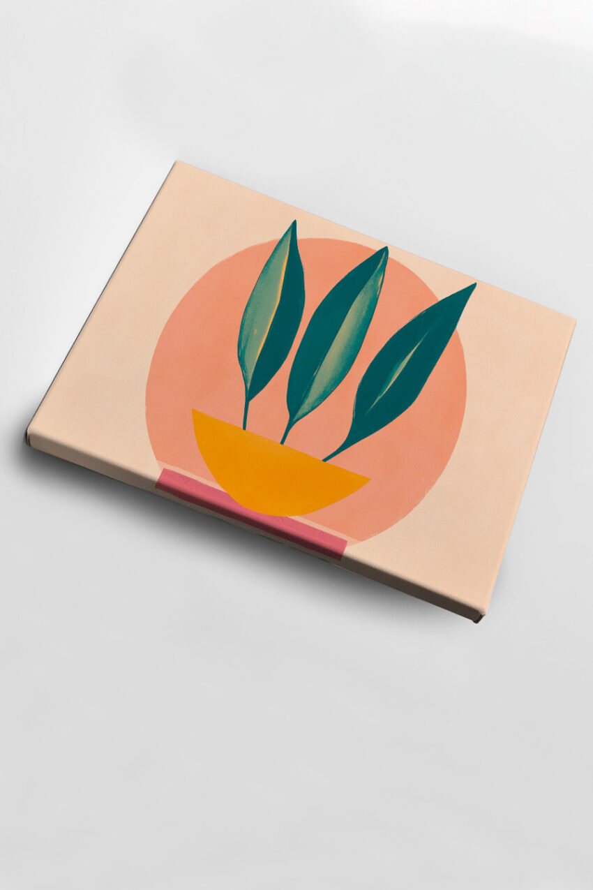 Grafik Poster Blatt grün orange Kreis minimalistisch
