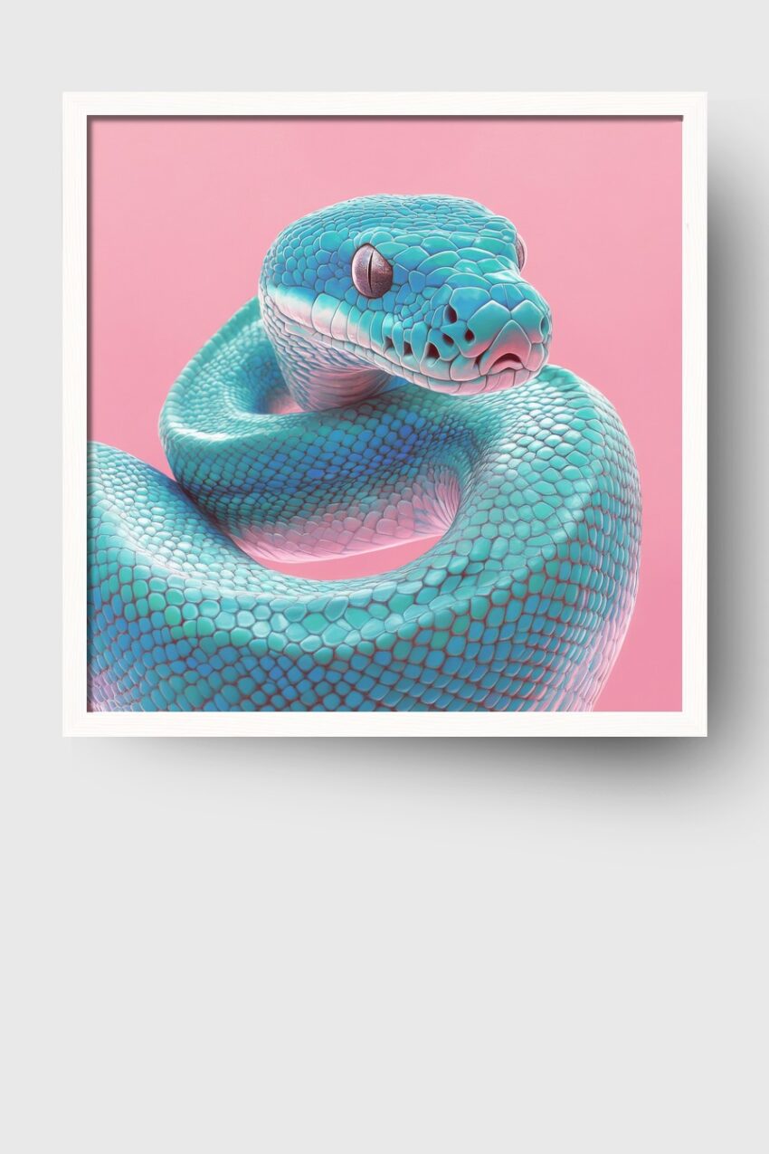 Digitale Kunst Poster Schlange Türkis Pink Detail