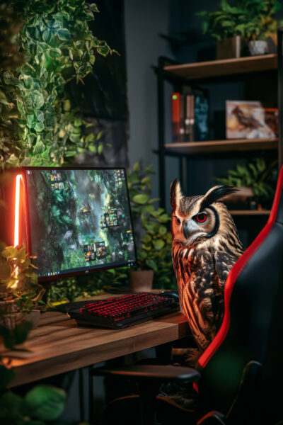 Eule am Schreibtisch Poster