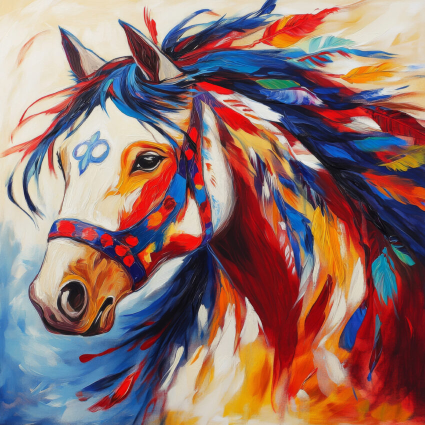 Illustration Poster Pferd farbenfroh bunt lebhaft