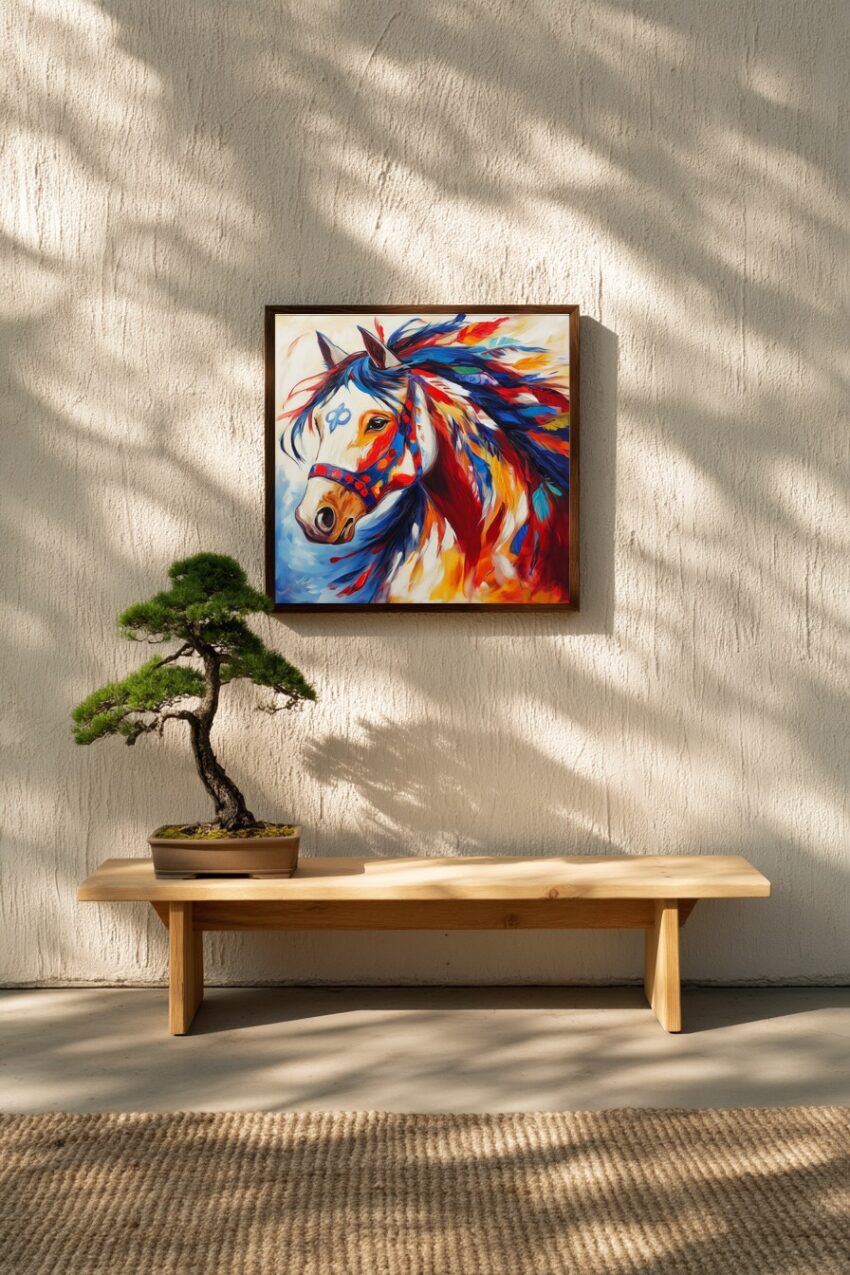 Illustration Poster Pferd farbenfroh bunt lebhaft
