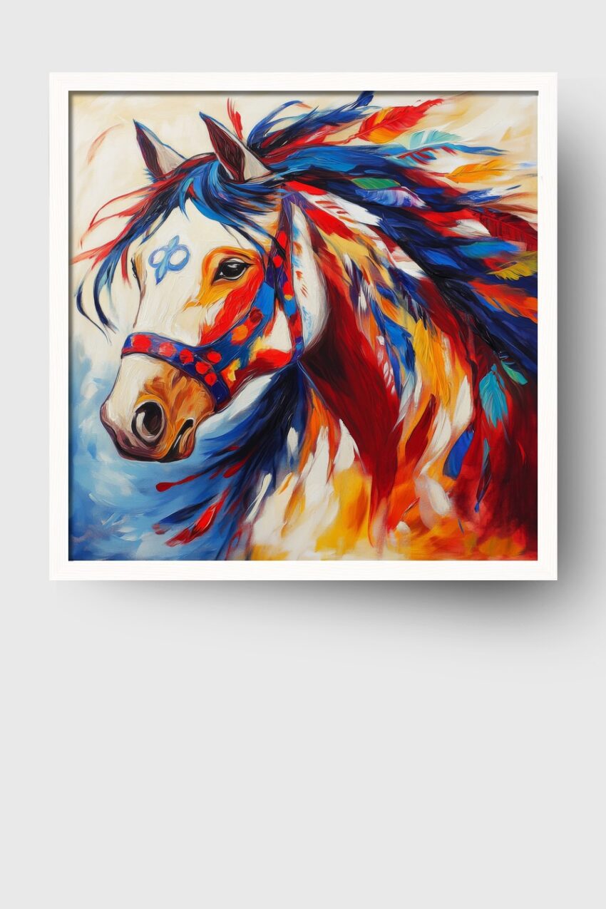 Illustration Poster Pferd farbenfroh bunt lebhaft
