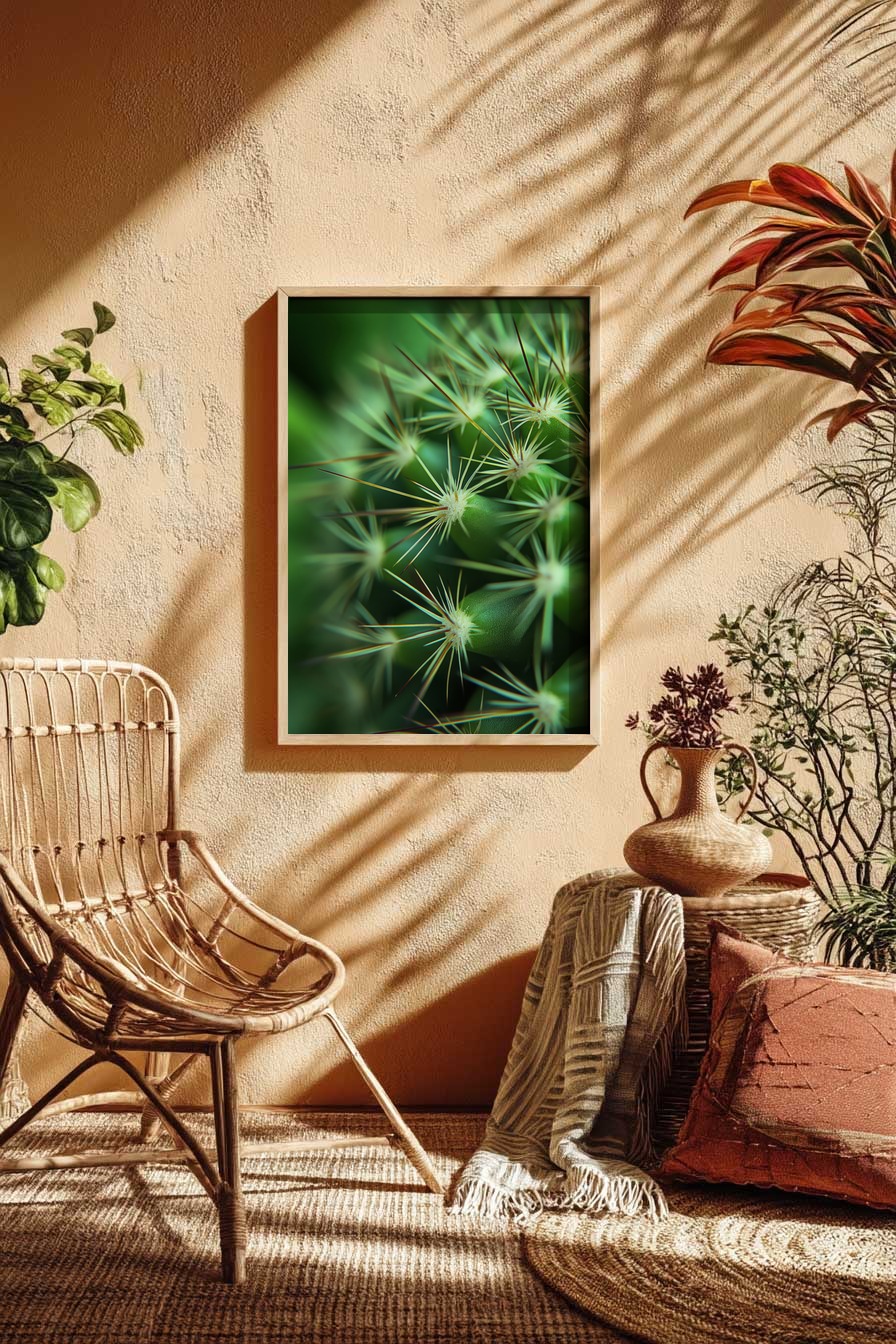 Fotografie Poster Kaktus grün stachelig Nahaufnahme