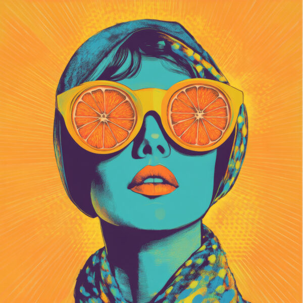 Frau Orange Brille Poster