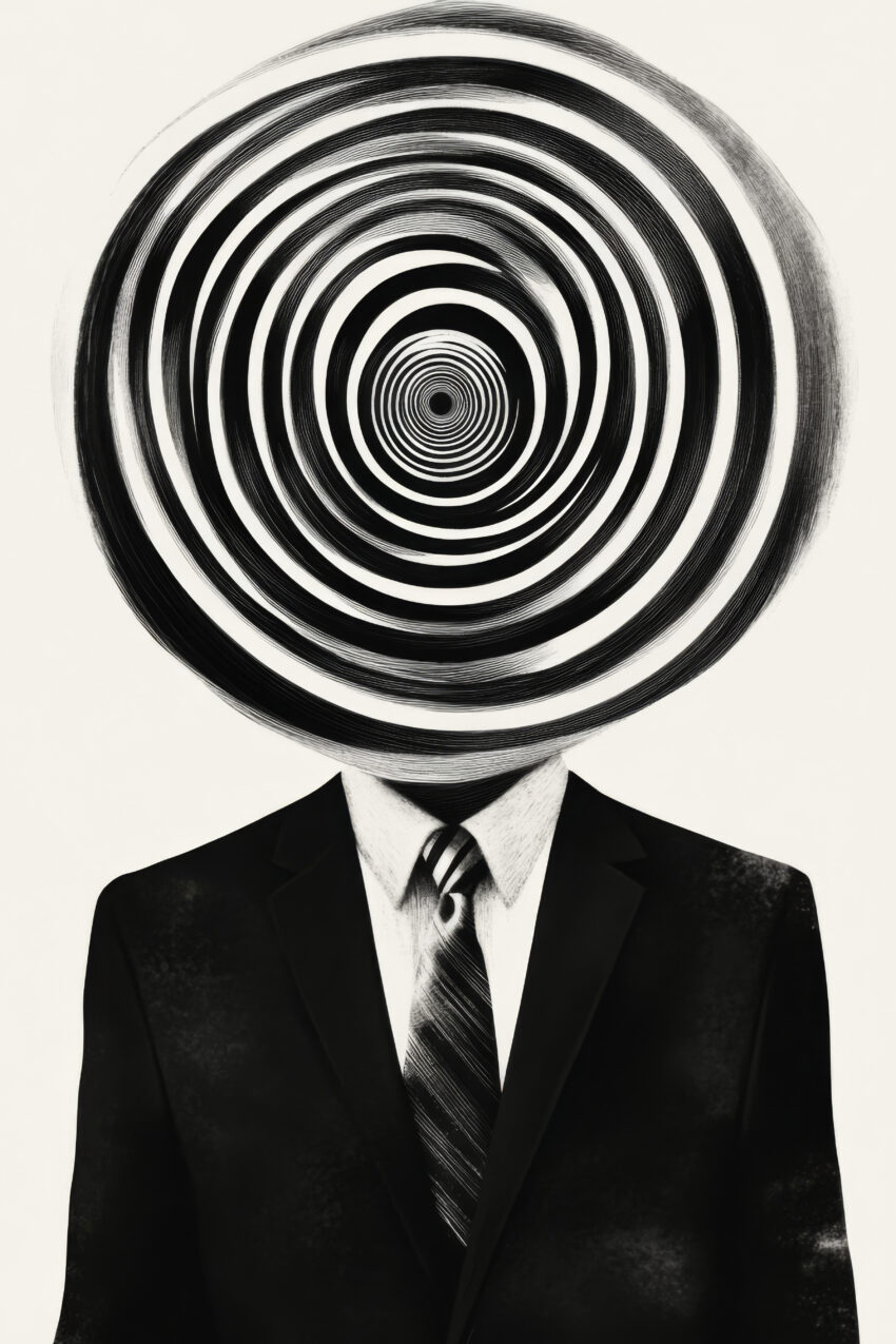 Grafik Poster Gesicht abstrakt Spirale schwarz-weiß