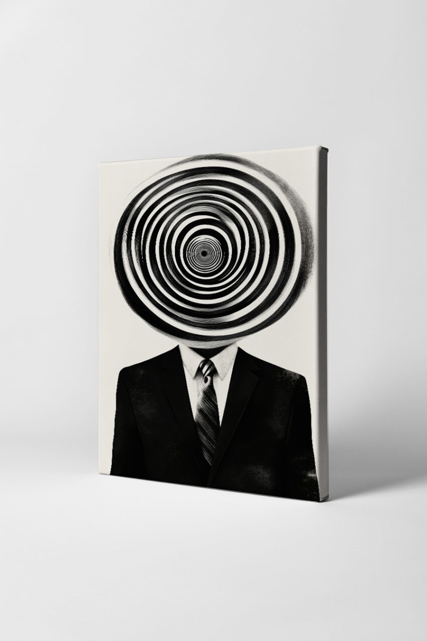 Grafik Poster Gesicht abstrakt Spirale schwarz-weiß