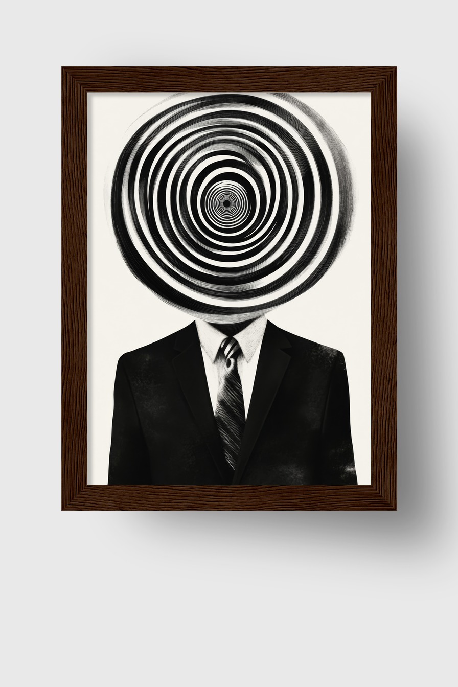 Grafik Poster Gesicht abstrakt Spirale schwarz-weiß