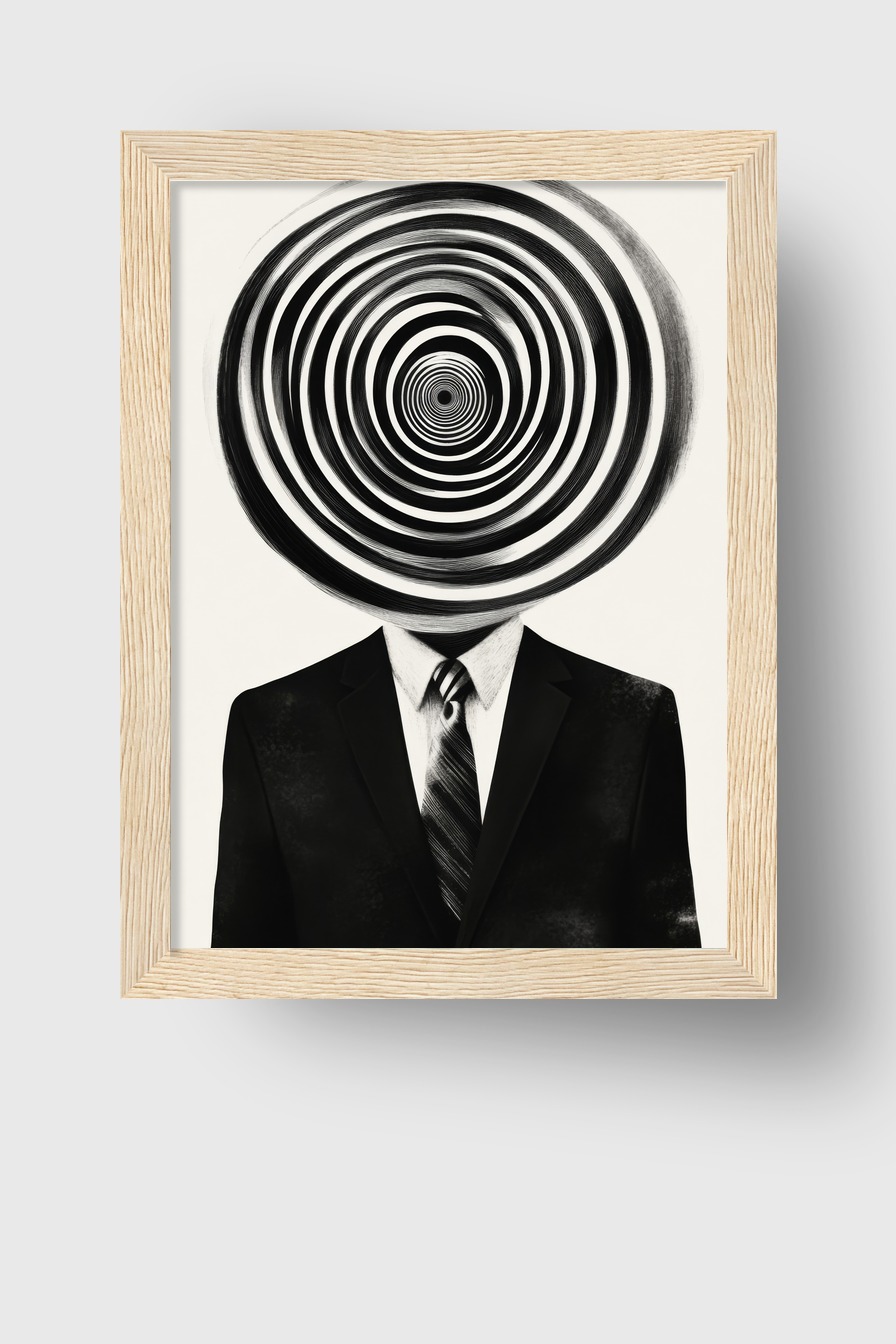 Grafik Poster Gesicht abstrakt Spirale schwarz-weiß