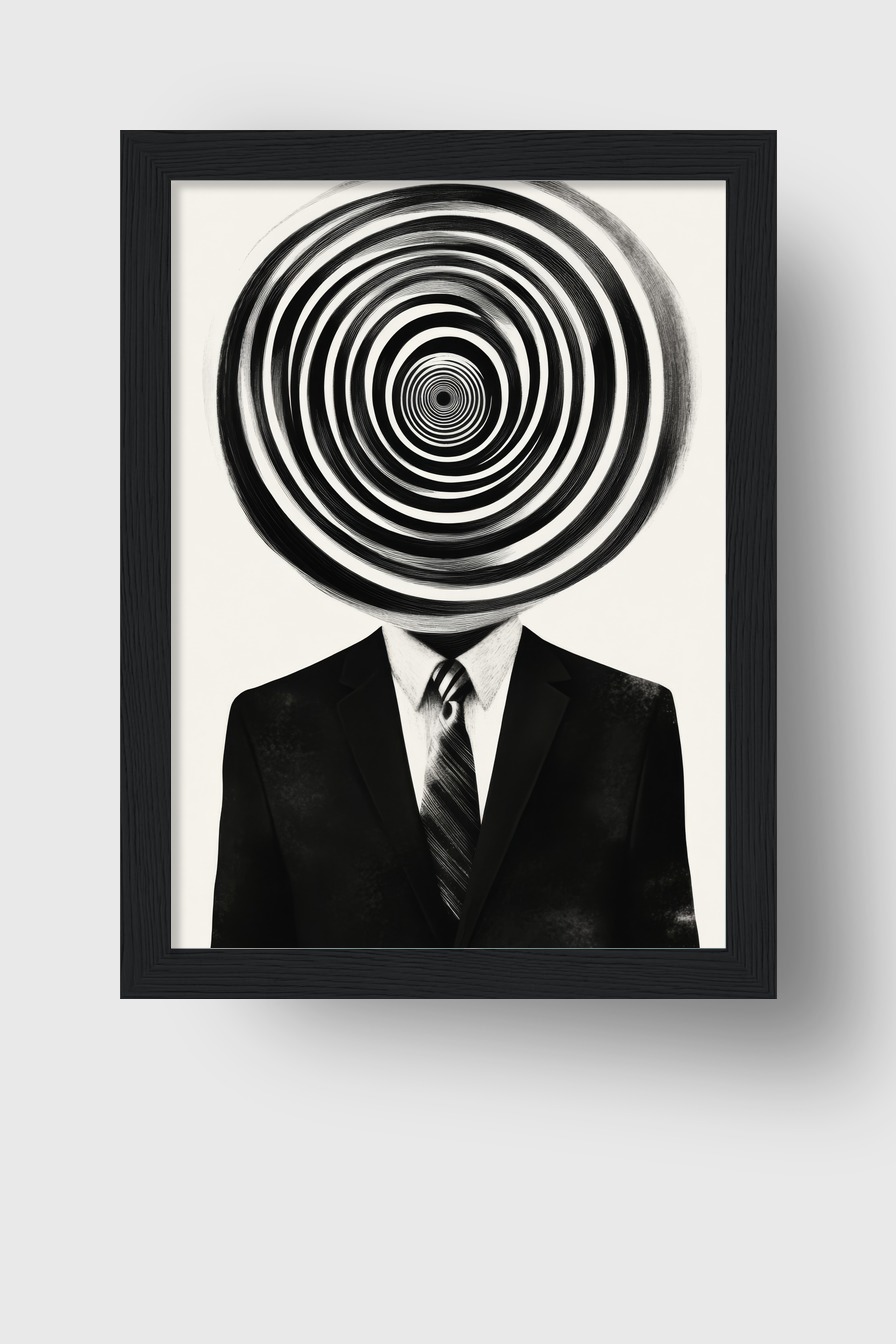 Grafik Poster Gesicht abstrakt Spirale schwarz-weiß