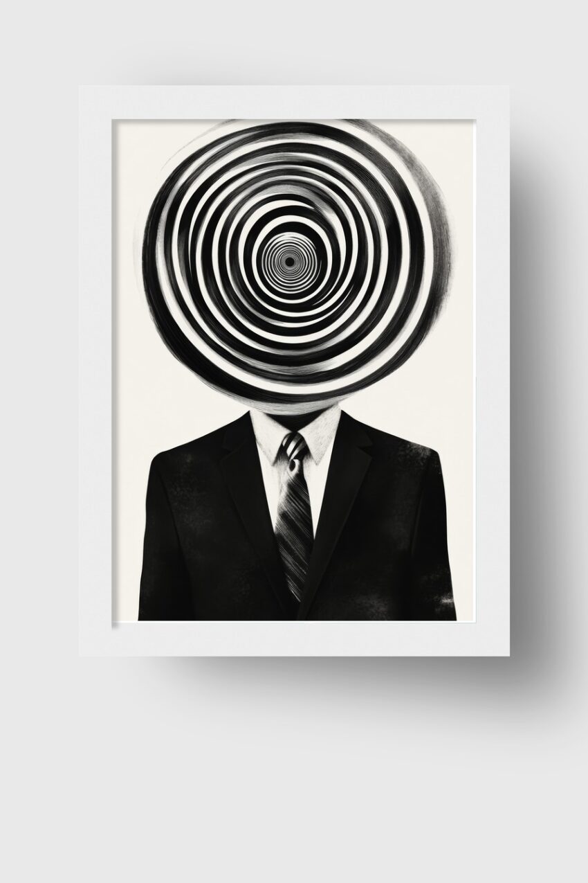 Grafik Poster Gesicht abstrakt Spirale schwarz-weiß