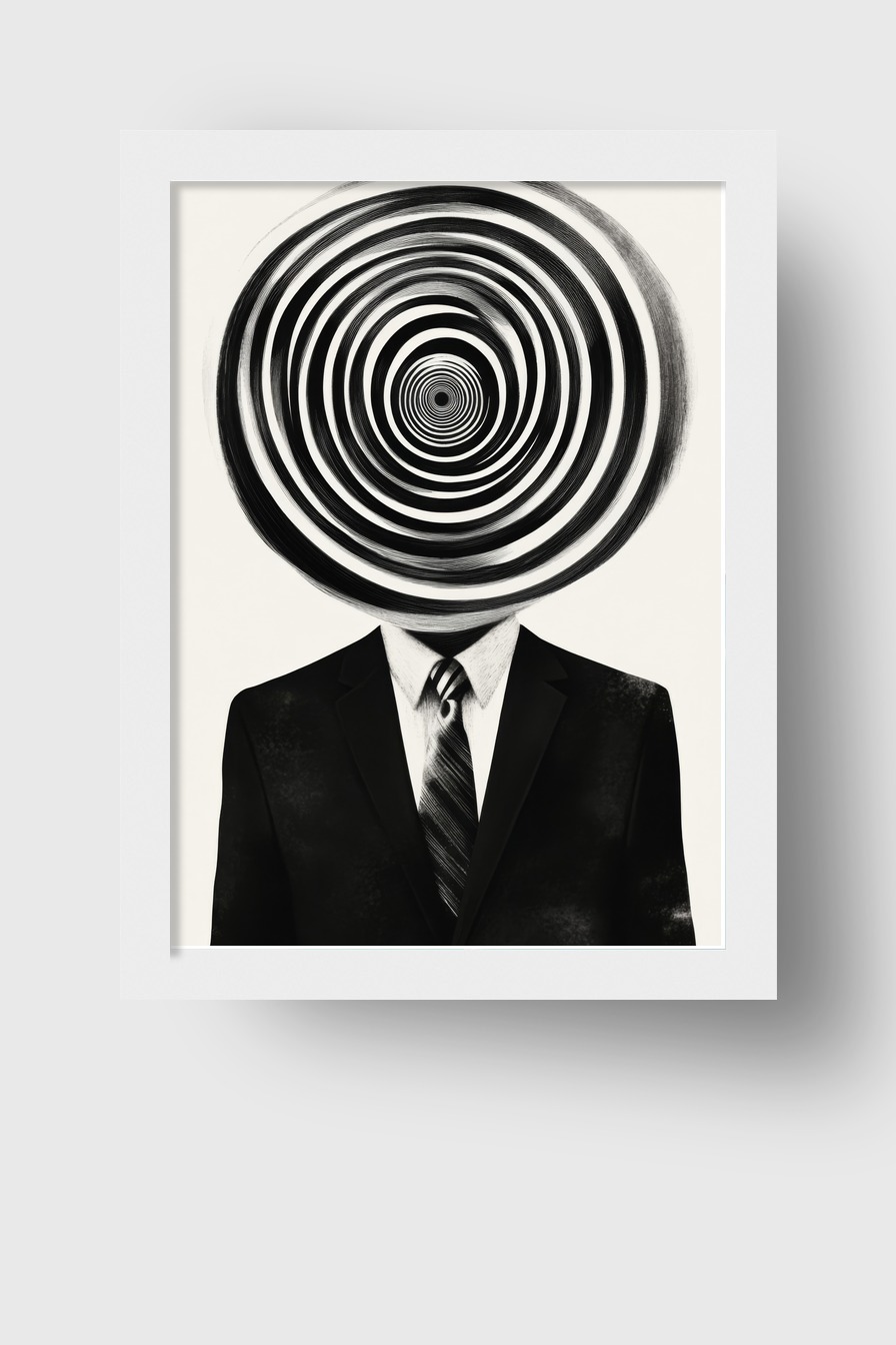 Grafik Poster Gesicht abstrakt Spirale schwarz-weiß