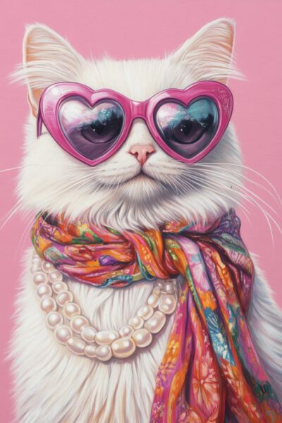 Katze Herzbrille Poster